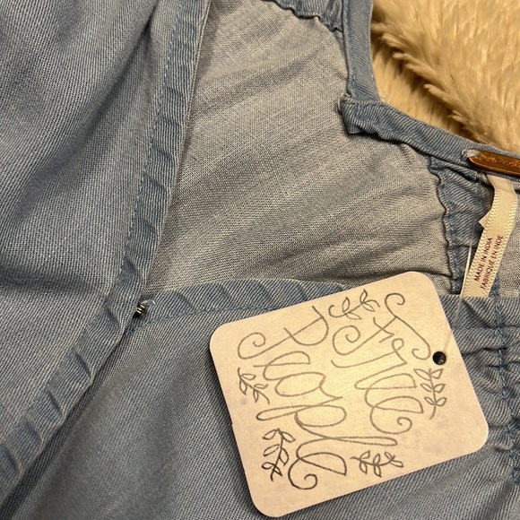 FREE PEOPLE Faux Wrap Jean Light Wash Bodysuit - Picture 9 of 11